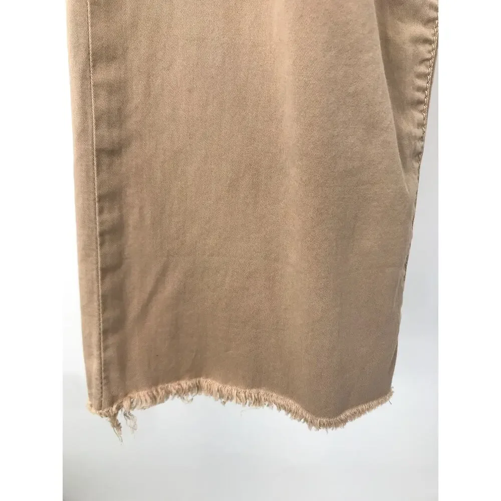 Tory Burch Khaki Frayed Hem Cropped Chino Pants Size 27 Stretch